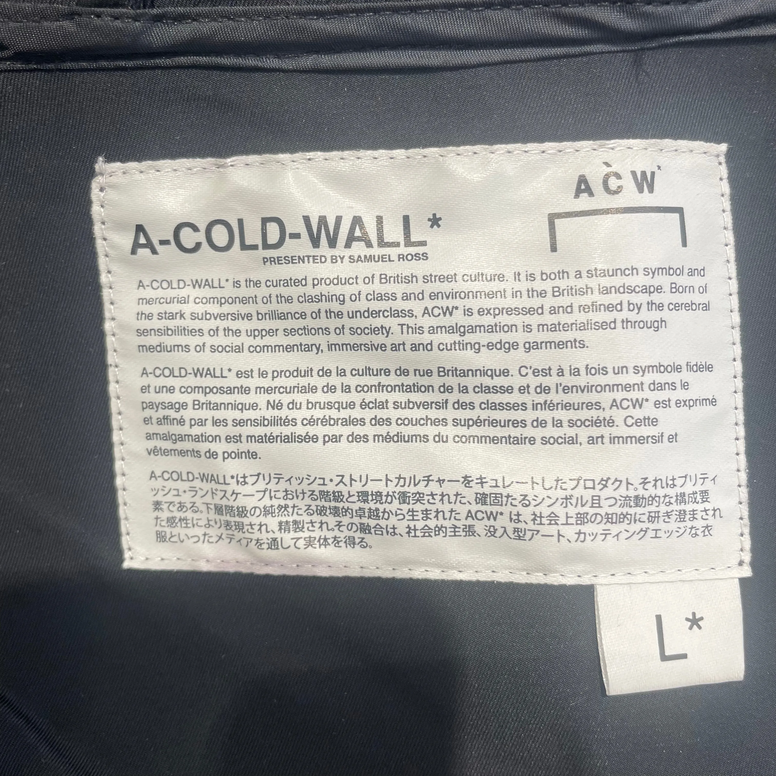 A-COLD-WALL/Windbreaker/L/Nylon/BLK/