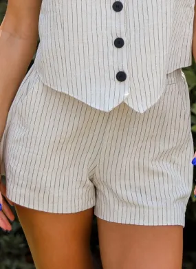 Absolutely Thriving Cream Striped Shorts - DU DEAL