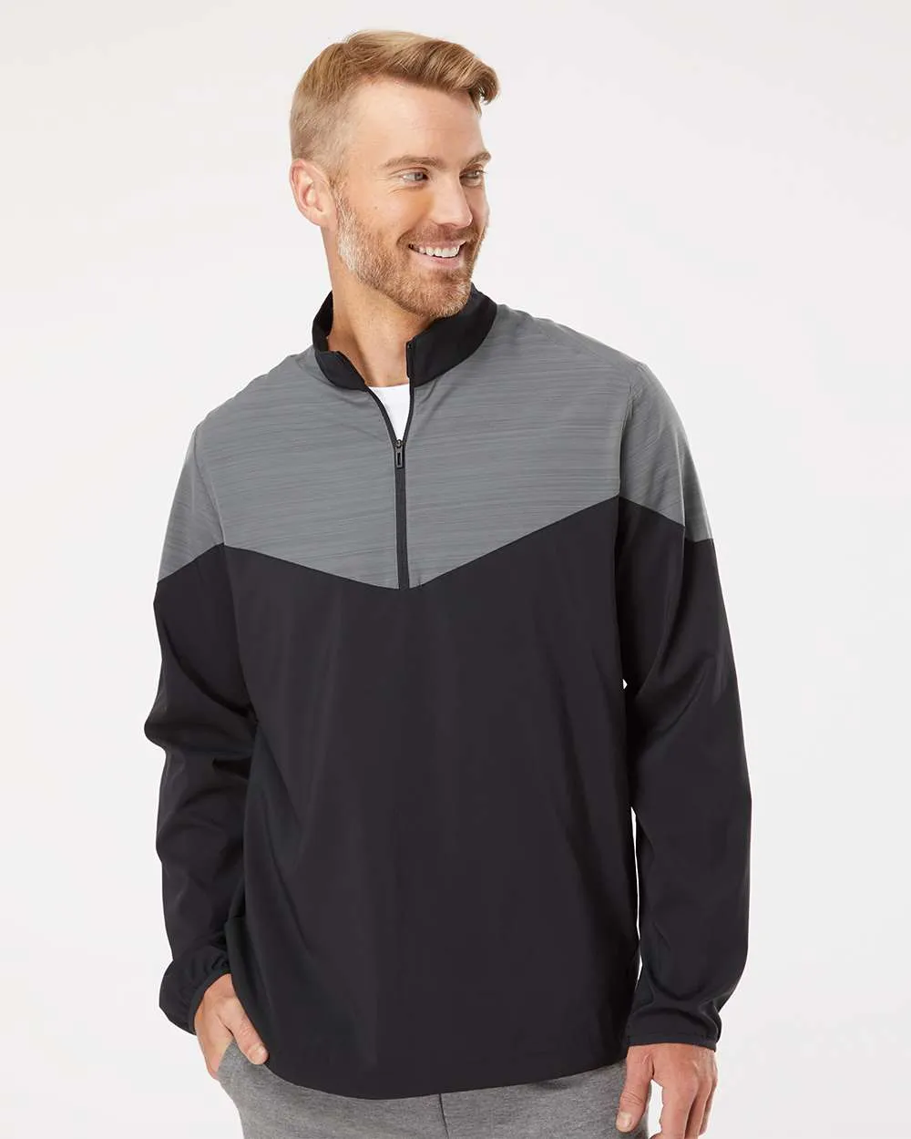 Adidas Heather Chevron Quarter-Zip Wind Pullover