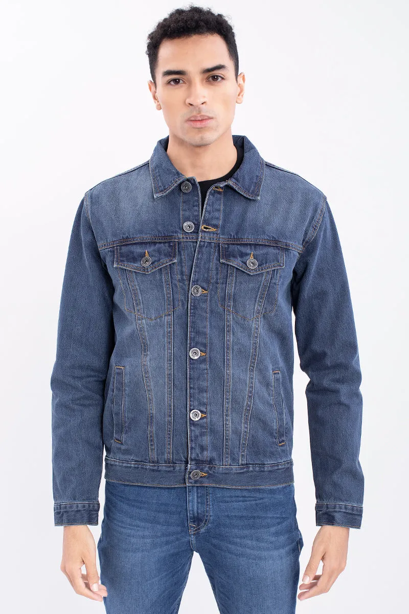 Aged Blue Tiger Denim Jacket