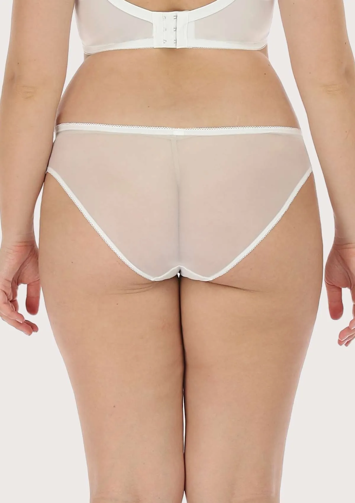 Anemone Lace Dolphin Mid-low Rise White Bikini Underwear