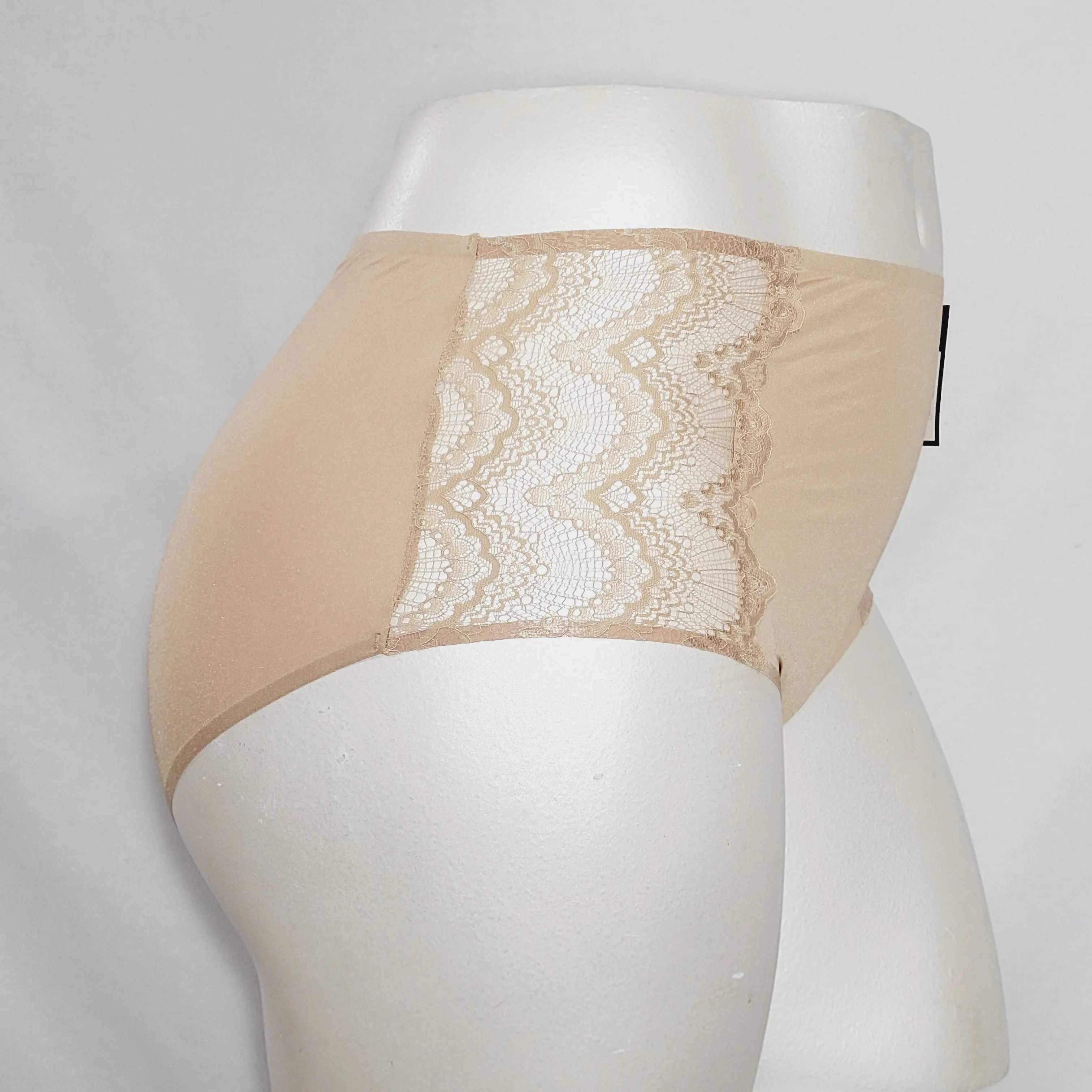 Ava & Viv High Waist Bonded Briefs with Lace 3X Honey Beige