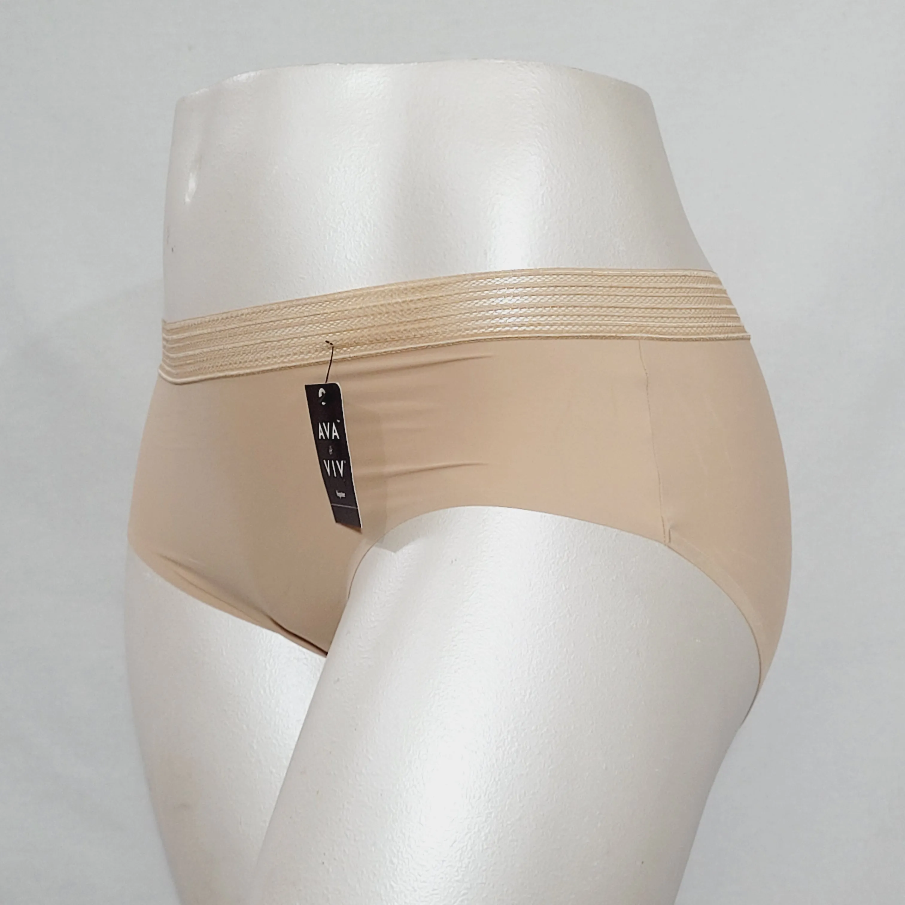 Ava & Viv Plus Size Laser Cut No Show Hipster Panty 4X Honey Beige