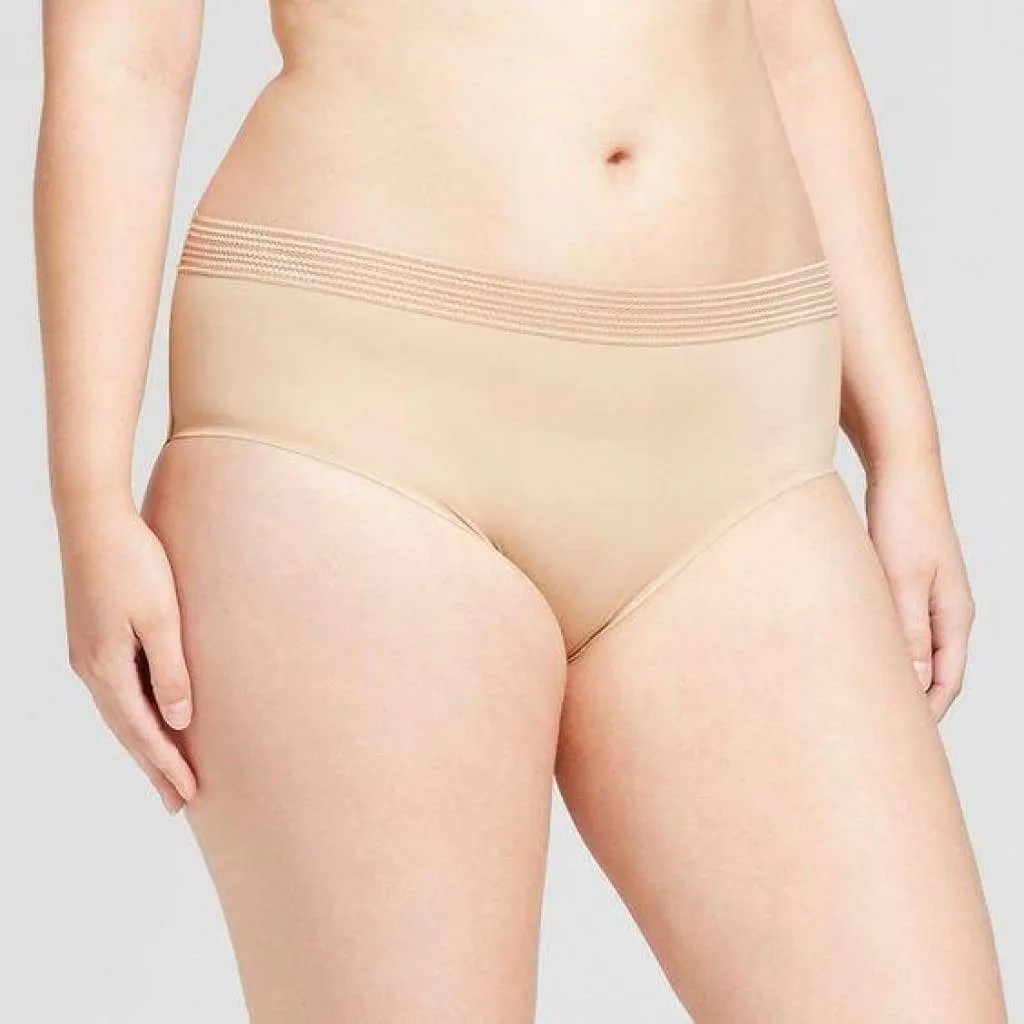 Ava & Viv Plus Size Laser Cut No Show Hipster Panty 4X Honey Beige