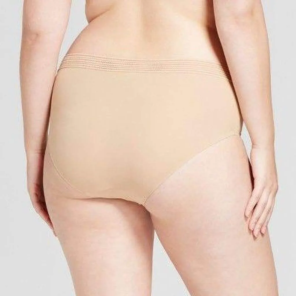 Ava & Viv Plus Size Laser Cut No Show Hipster Panty 4X Honey Beige