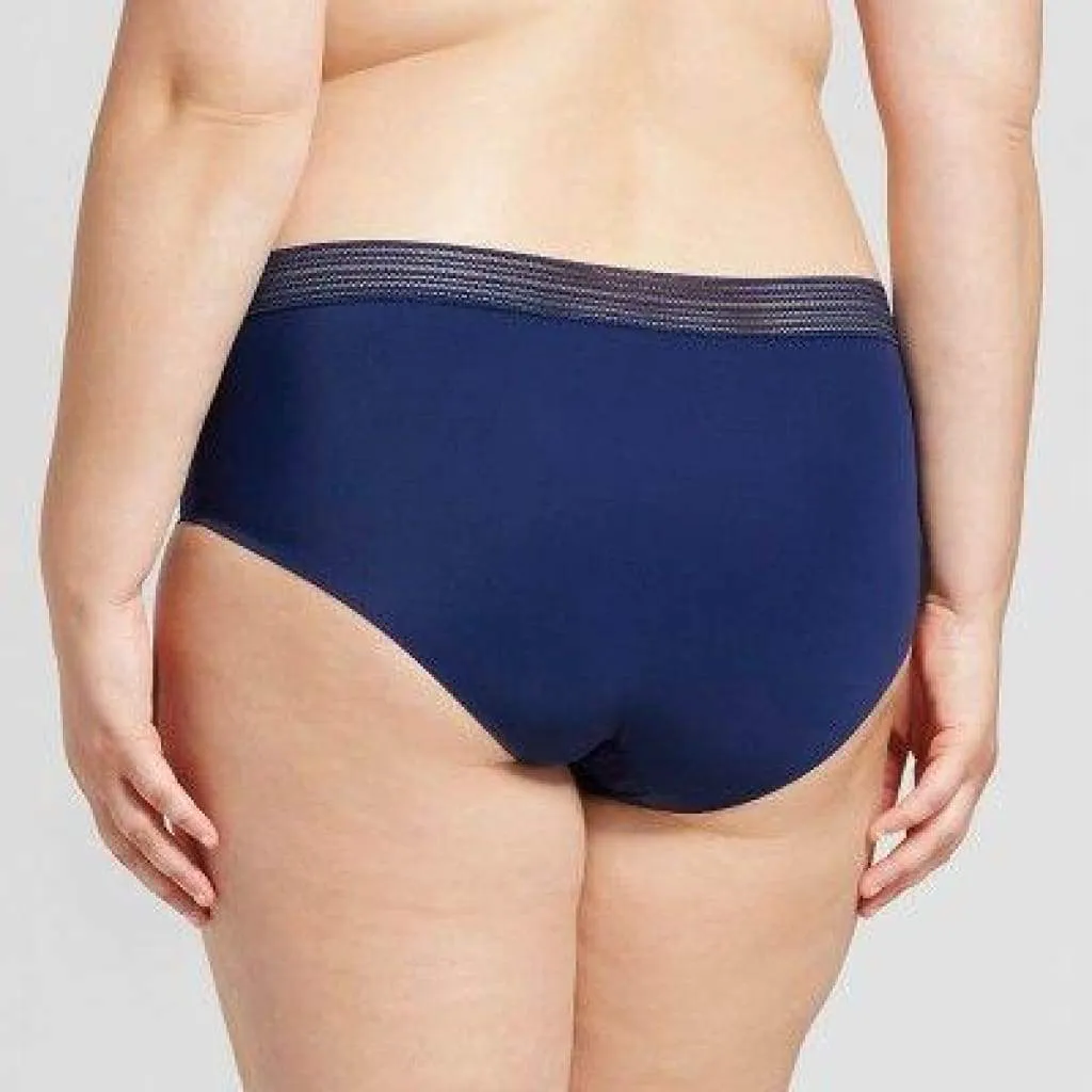 Ava & Viv Plus Size Laser Cut No Show Hipster Panty 4X Nighttime Blue