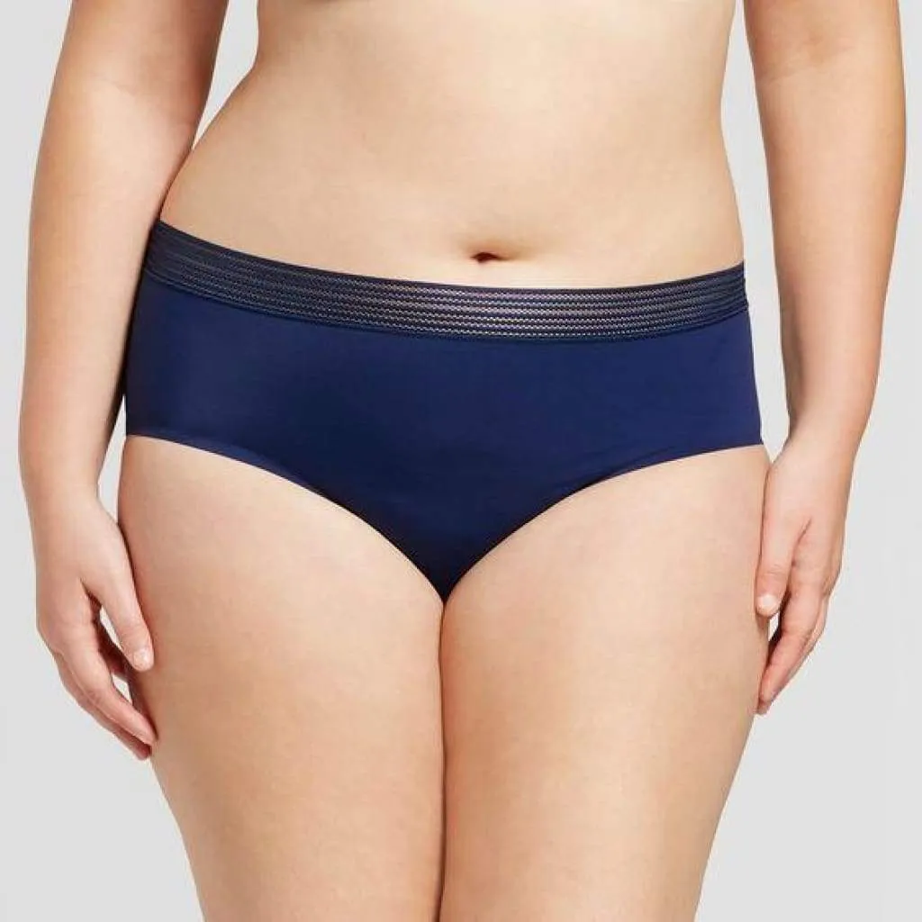 Ava & Viv Plus Size Laser Cut No Show Hipster Panty 4X Nighttime Blue