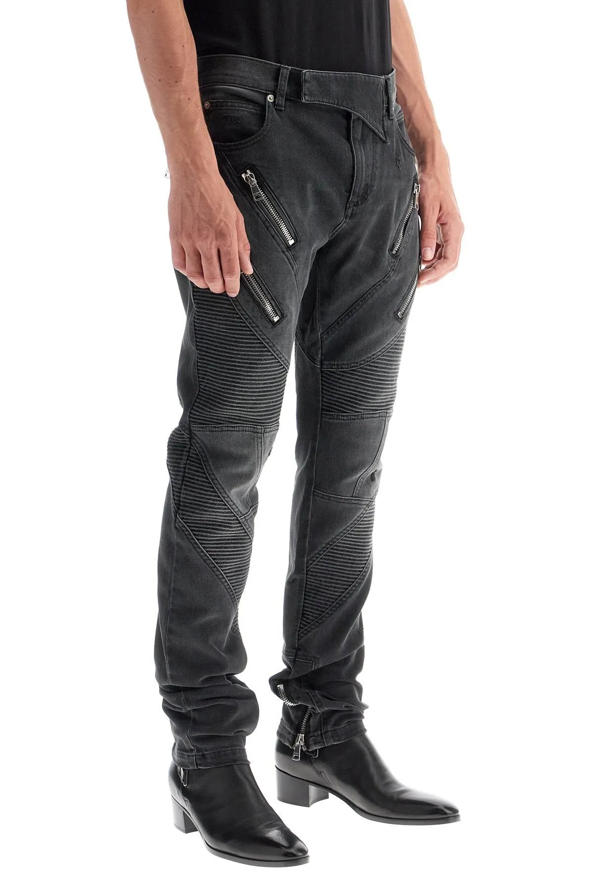 BALMAIN slim fit biker jeans for