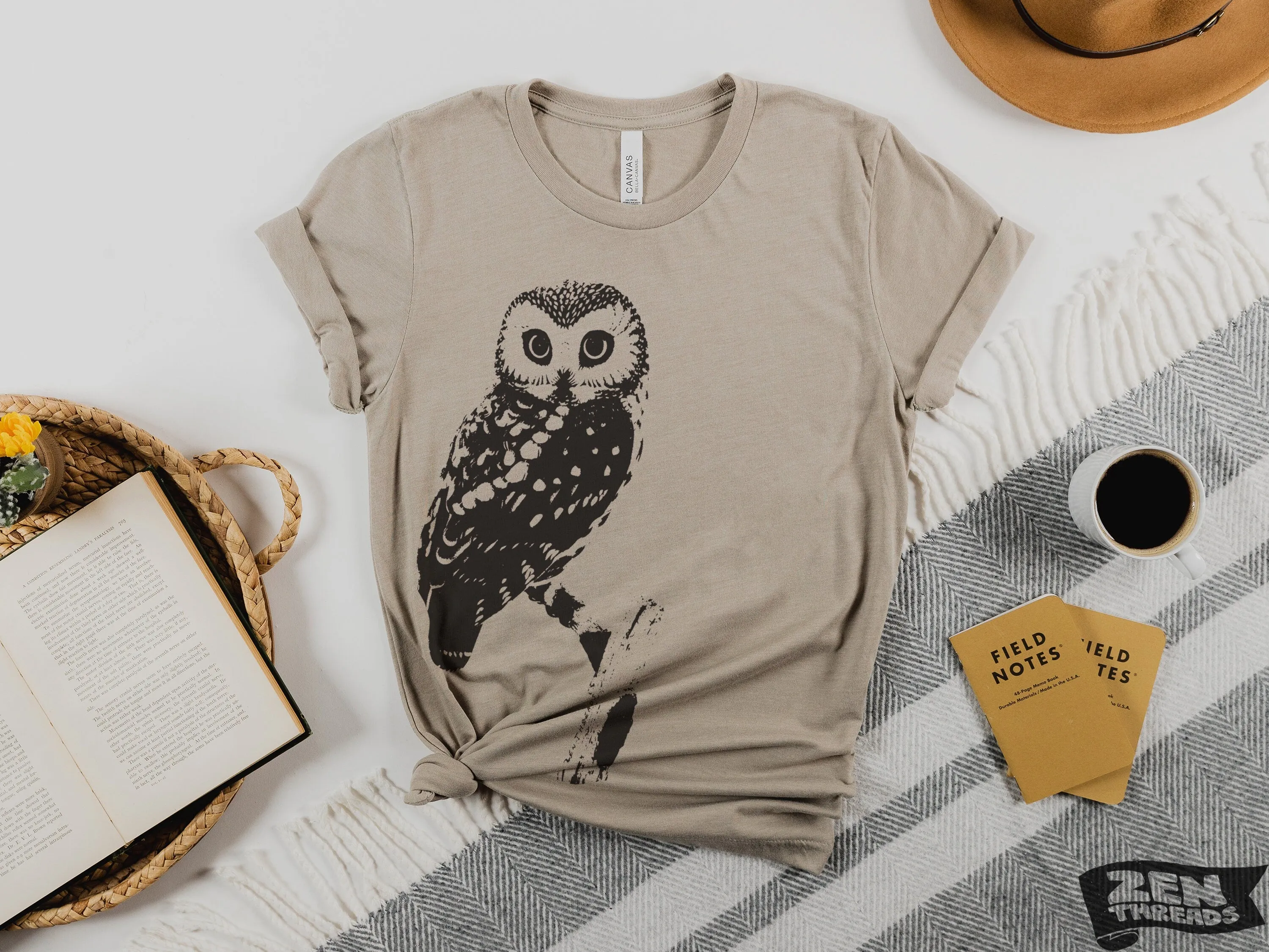 Barn OWL Unisex Bella Canvas Mens Womens t shirt custom color tee farm bird owls birdwatching hiking forest trees enthusiast camping nature