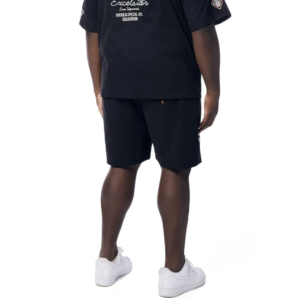 Big and Tall - Fashion Military Windbreaker Shorts - Black