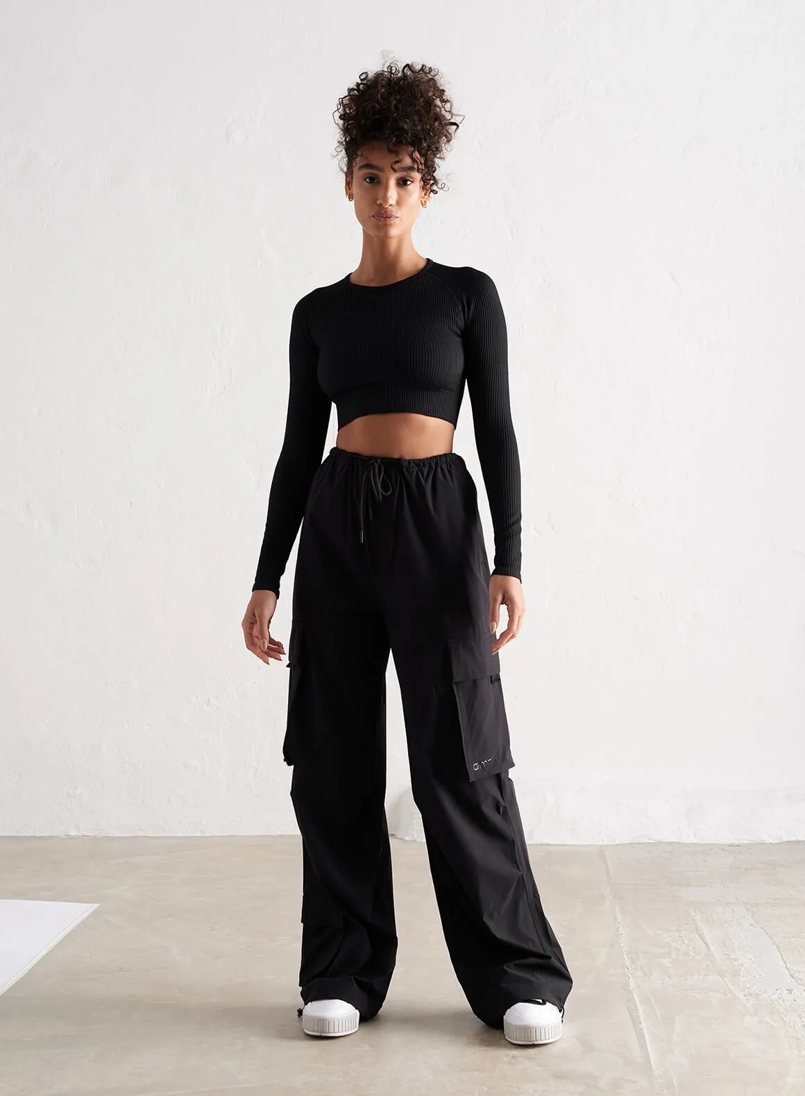 Black Windbreaker Parachute Pants