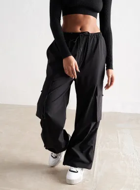 Black Windbreaker Parachute Pants