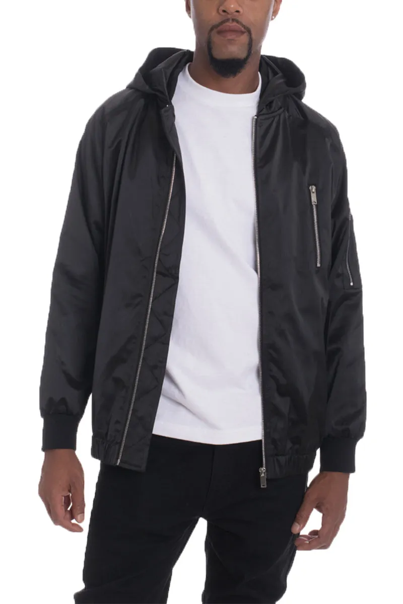 BOURNE HOODED SATIN WINDBREAKER