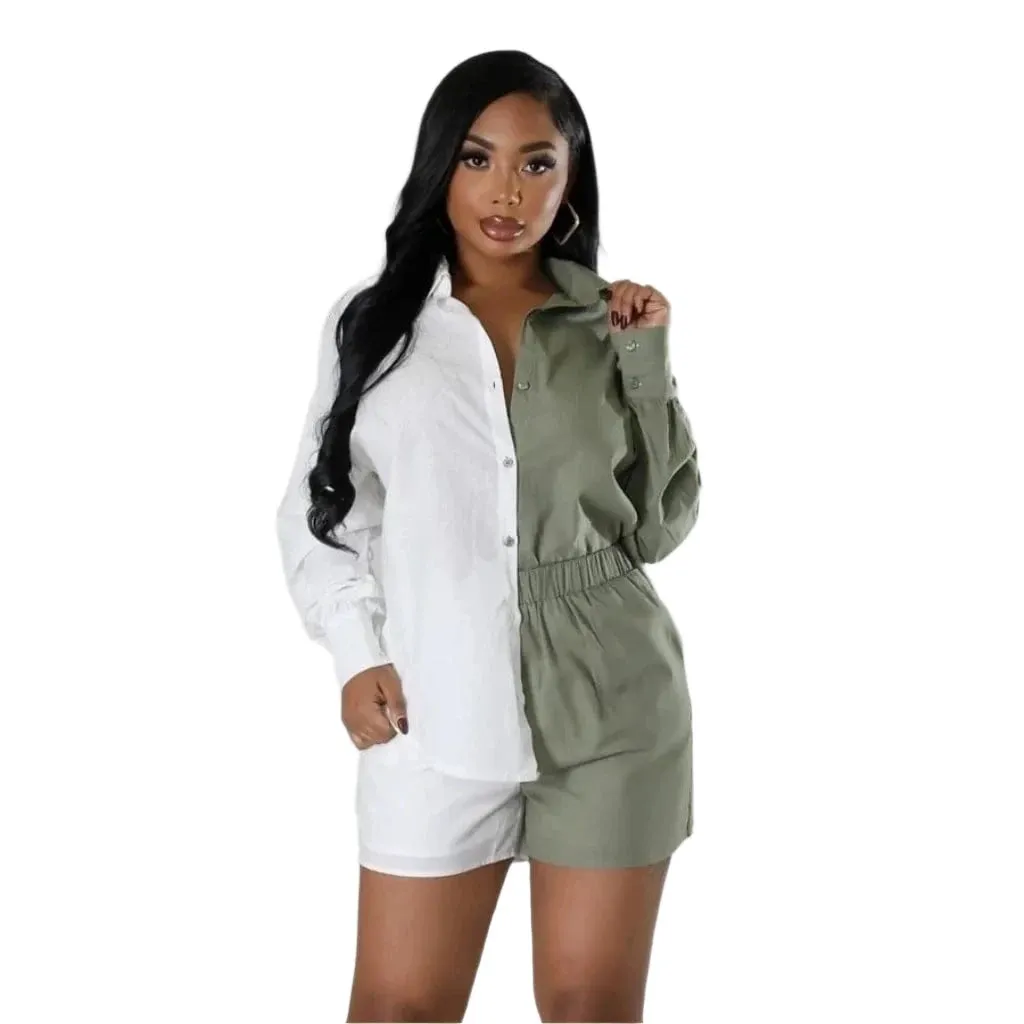 By The West Side Gauze Short Set - Green