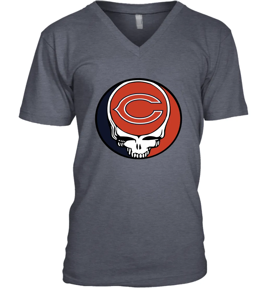 Chicago Bears Grateful Dead Steal Your Face NFL Football Mens V-Neck T-Shirt