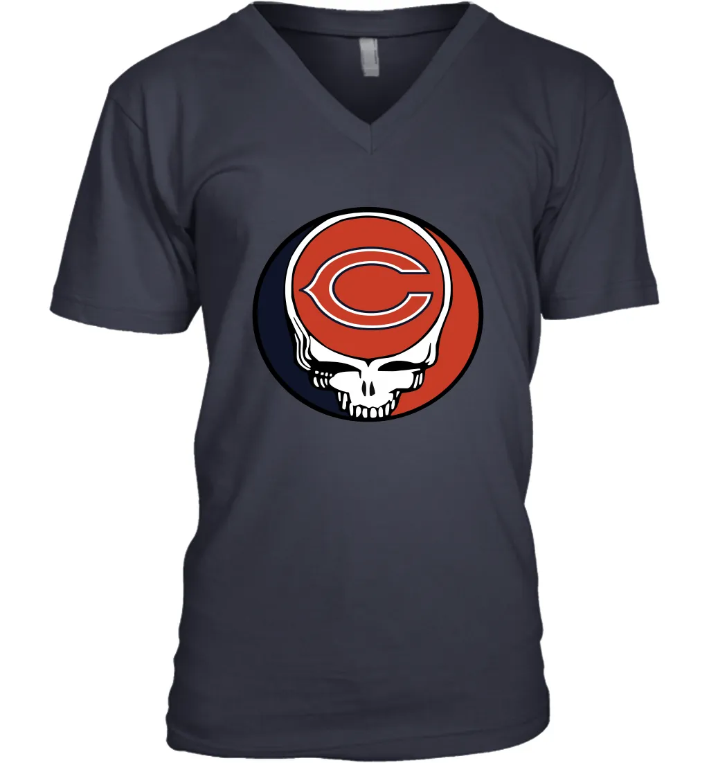 Chicago Bears Grateful Dead Steal Your Face NFL Football Mens V-Neck T-Shirt