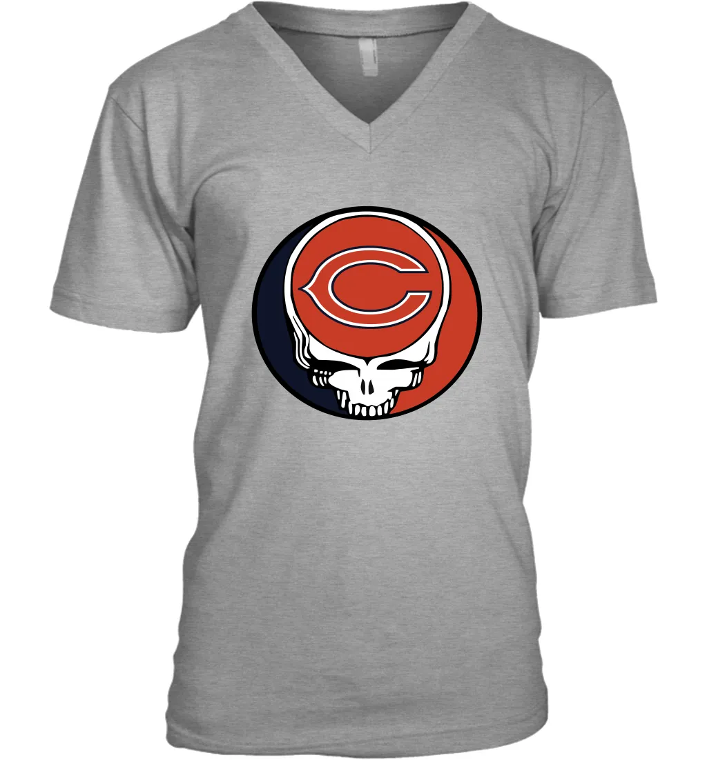 Chicago Bears Grateful Dead Steal Your Face NFL Football Mens V-Neck T-Shirt