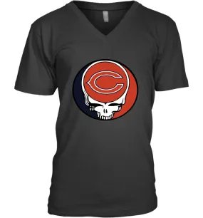 Chicago Bears Grateful Dead Steal Your Face NFL Football Mens V-Neck T-Shirt