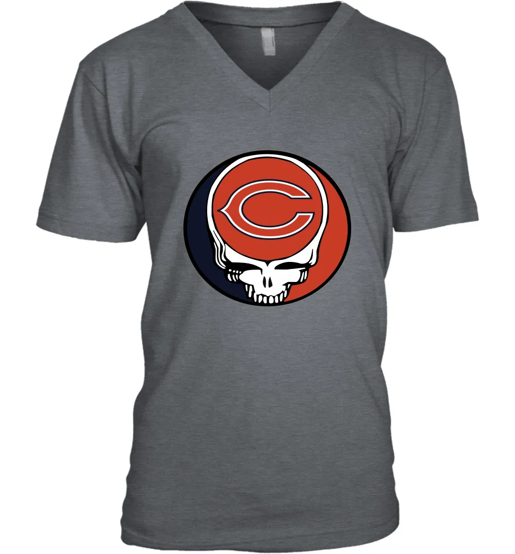 Chicago Bears Grateful Dead Steal Your Face NFL Football Mens V-Neck T-Shirt