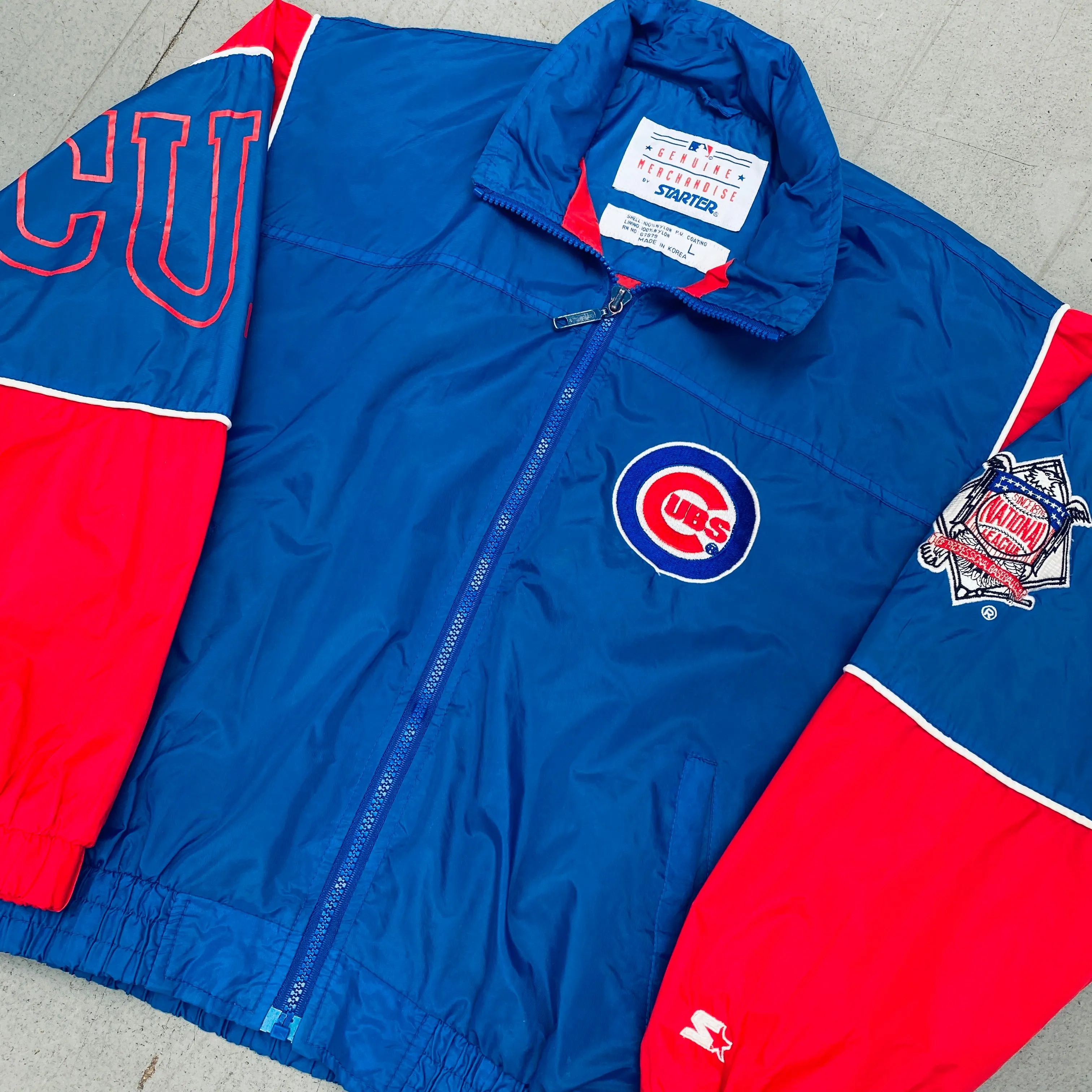 Chicago Cubs: 1990's Fullzip Starter Windbreaker w/ Hood (S)