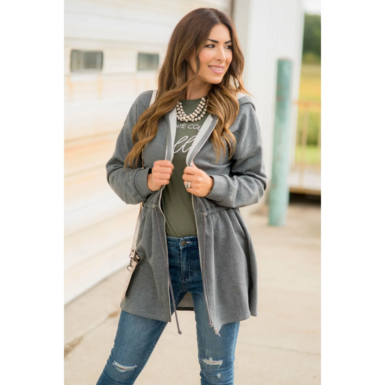 Cinched Zipper Jacket