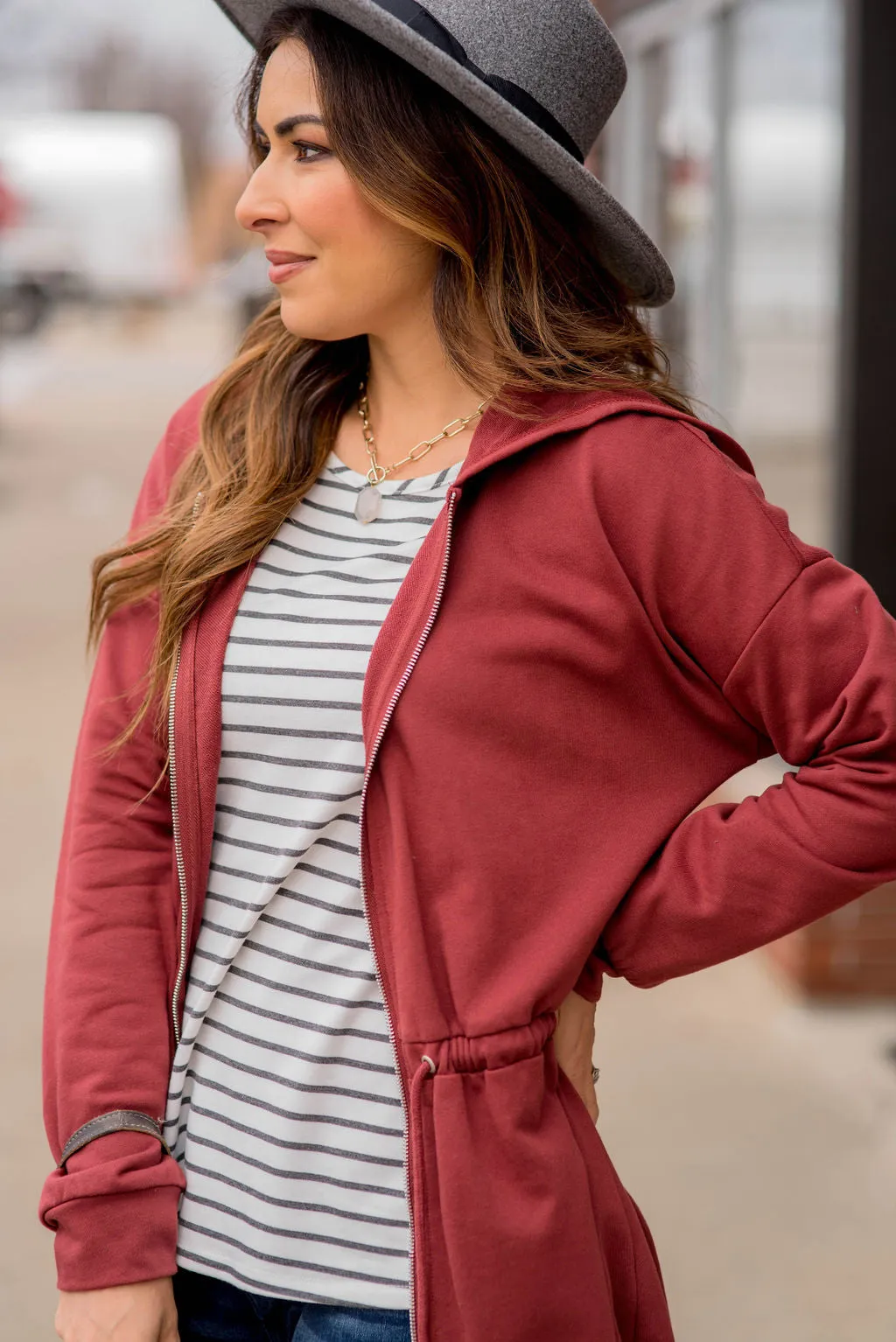 Cinched Zipper Jacket