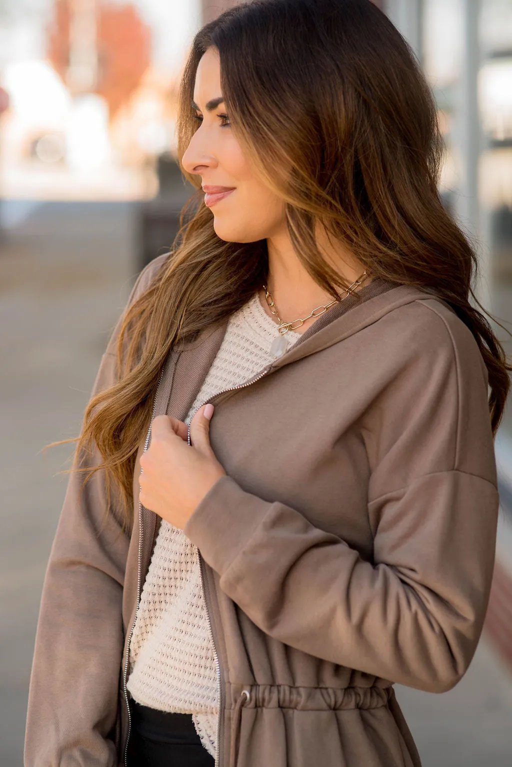 Cinched Zipper Jacket