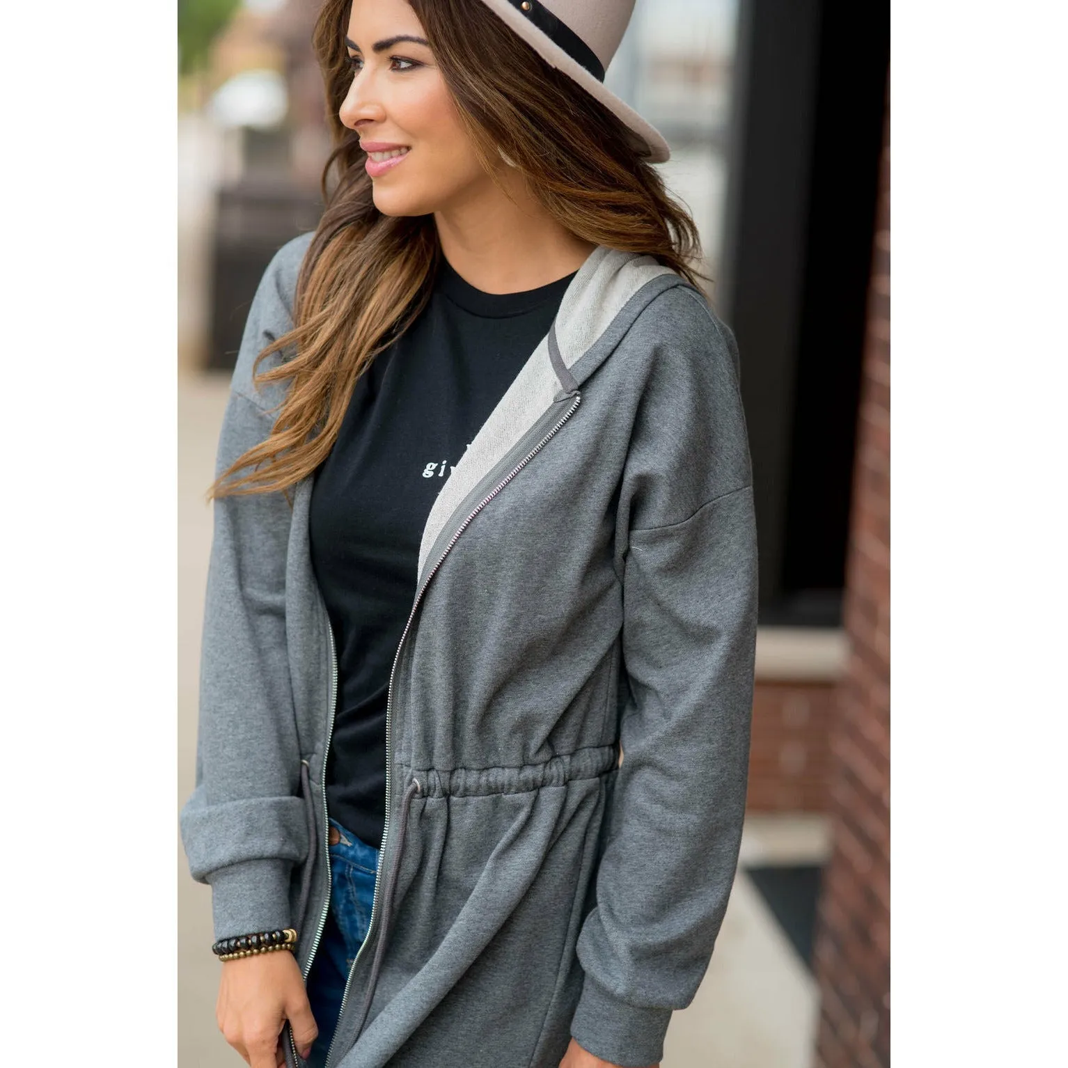 Cinched Zipper Jacket