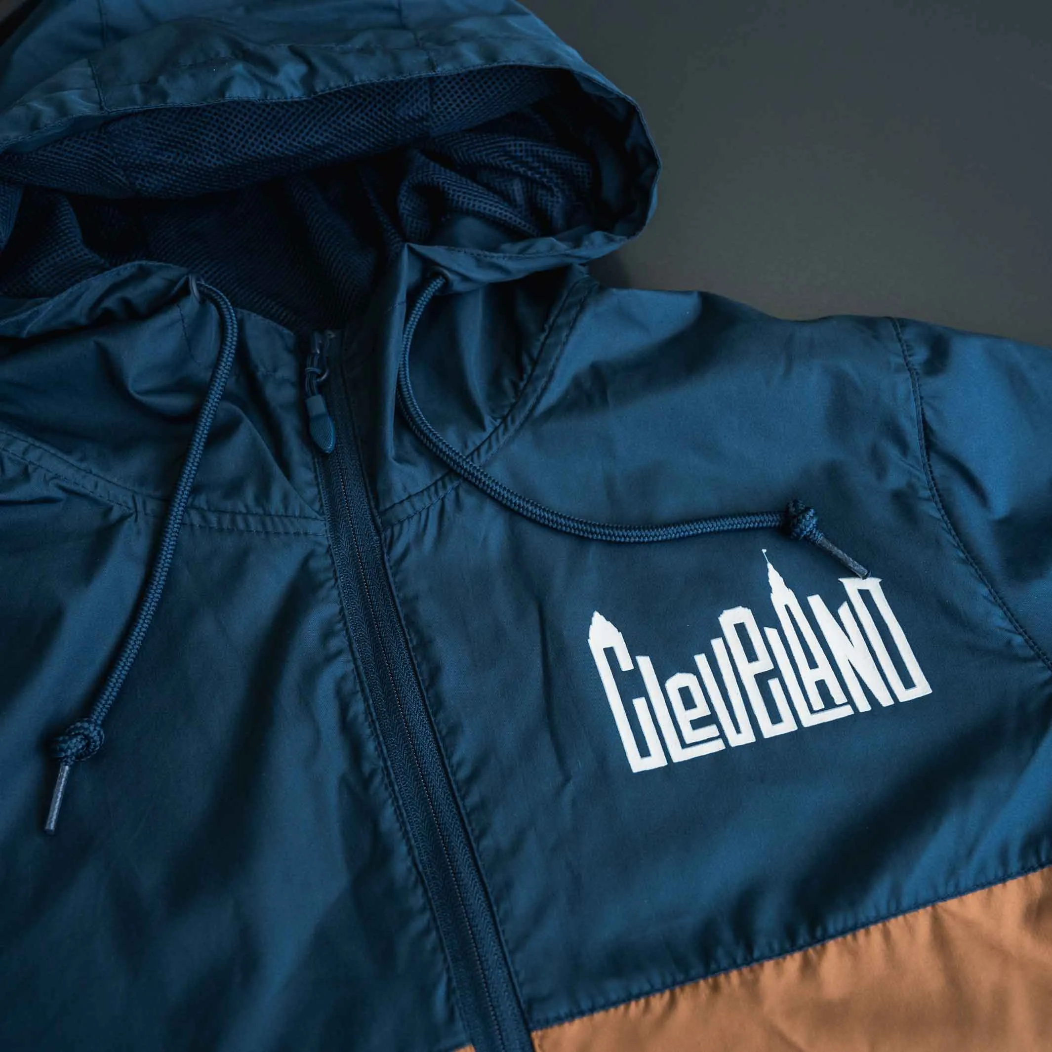 Cleveland Skyline Letters Windbreaker - Navy/Saddle