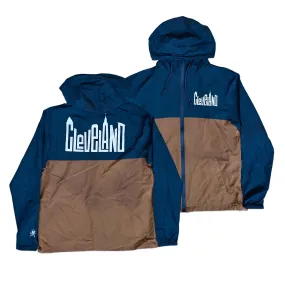 Cleveland Skyline Letters Windbreaker - Navy/Saddle