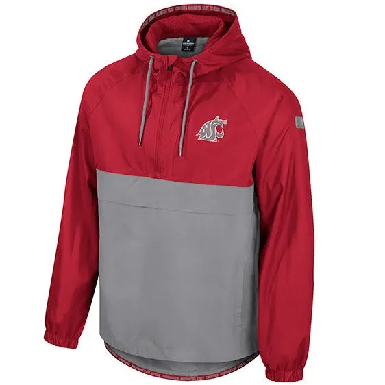 Colosseum Men's Gray and Crimson Hooded 1/4 Zip Wind Breaker