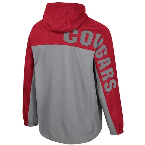 Colosseum Men's Gray and Crimson Hooded 1/4 Zip Wind Breaker