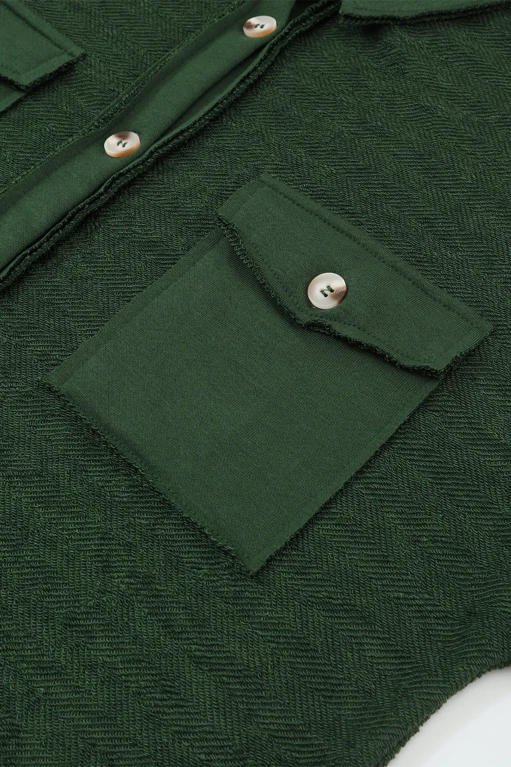 Contrast Flap Pockets Green Relaxed Shacket