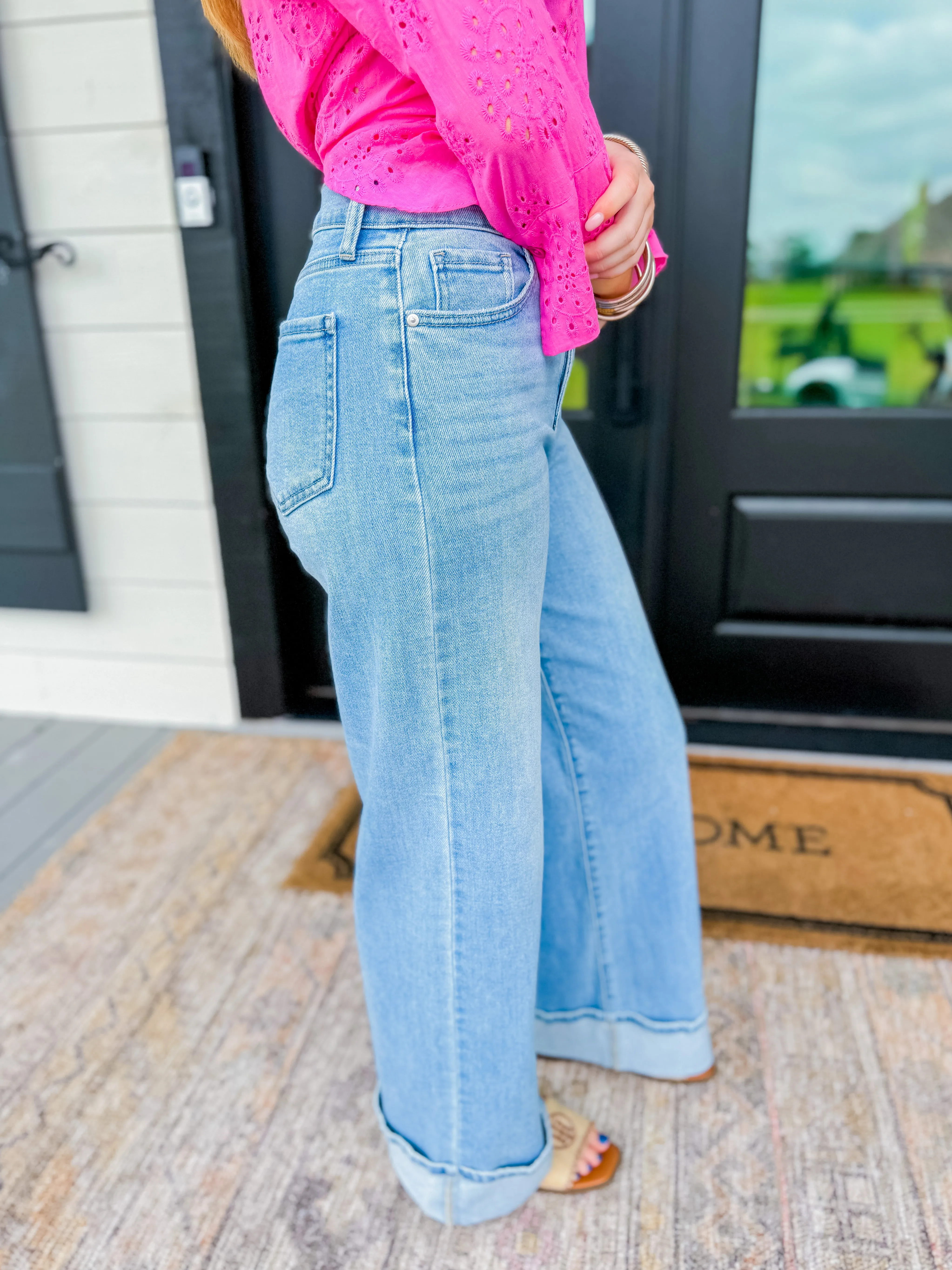 Cuffed Palazzo Jeans