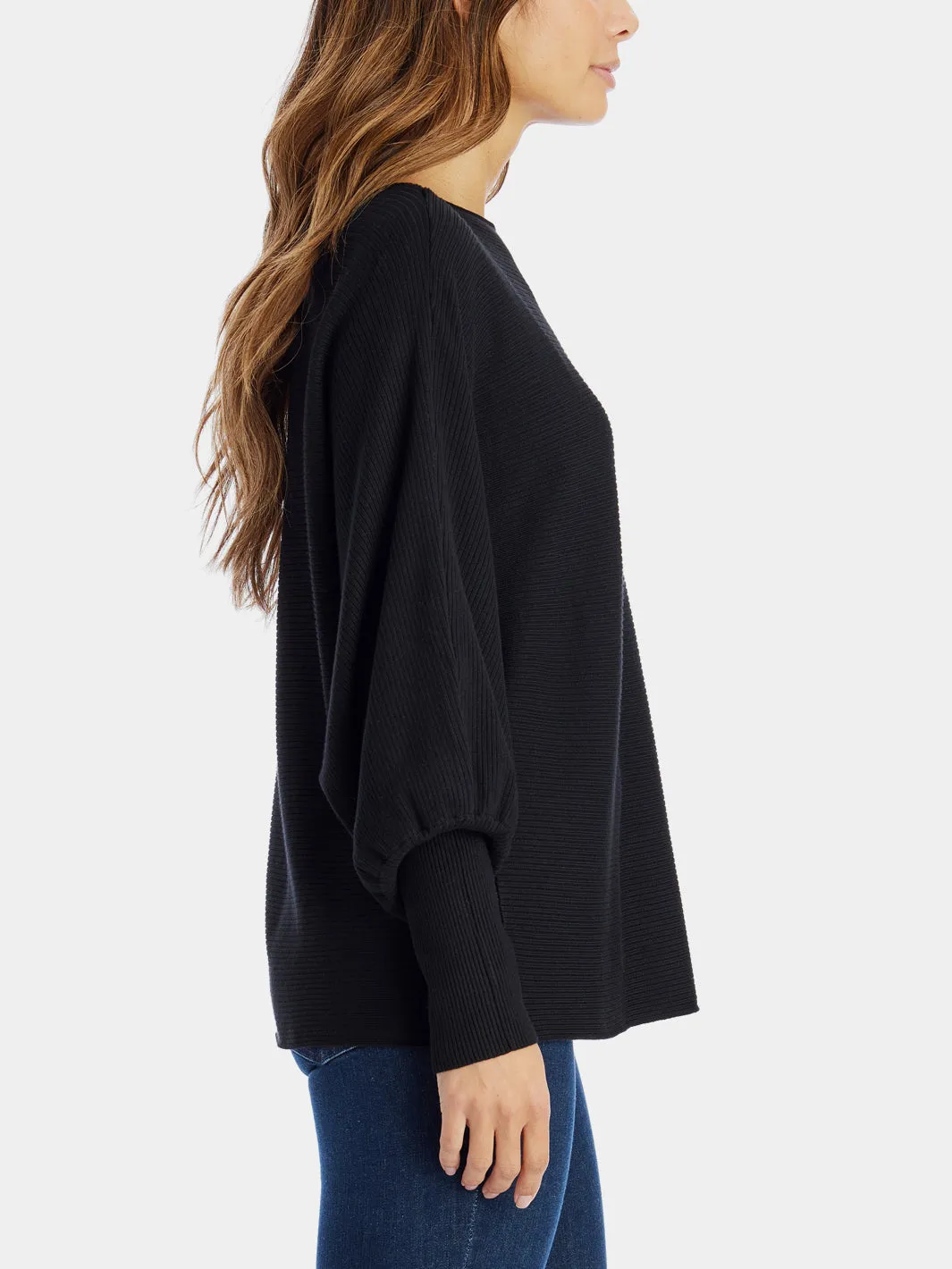 Dolman Sleeve Ribbed Sweater