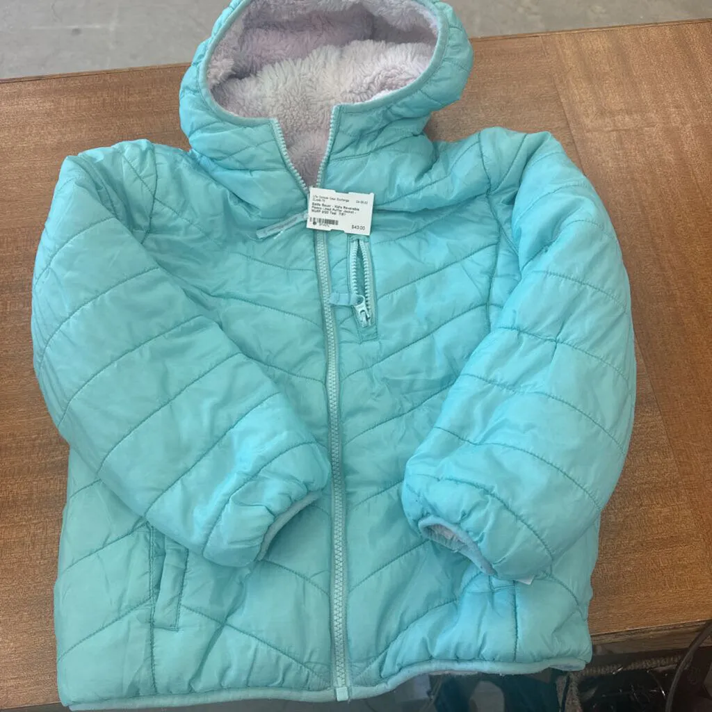 Eddie Bauer - Kid's Reversible Fleece-Lined Puffer Jacket - MSRP $120: Teal -children-7/8Y