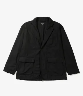 Engineered Garments Loiter Jacket - Black Solid Poly Wool Flannel