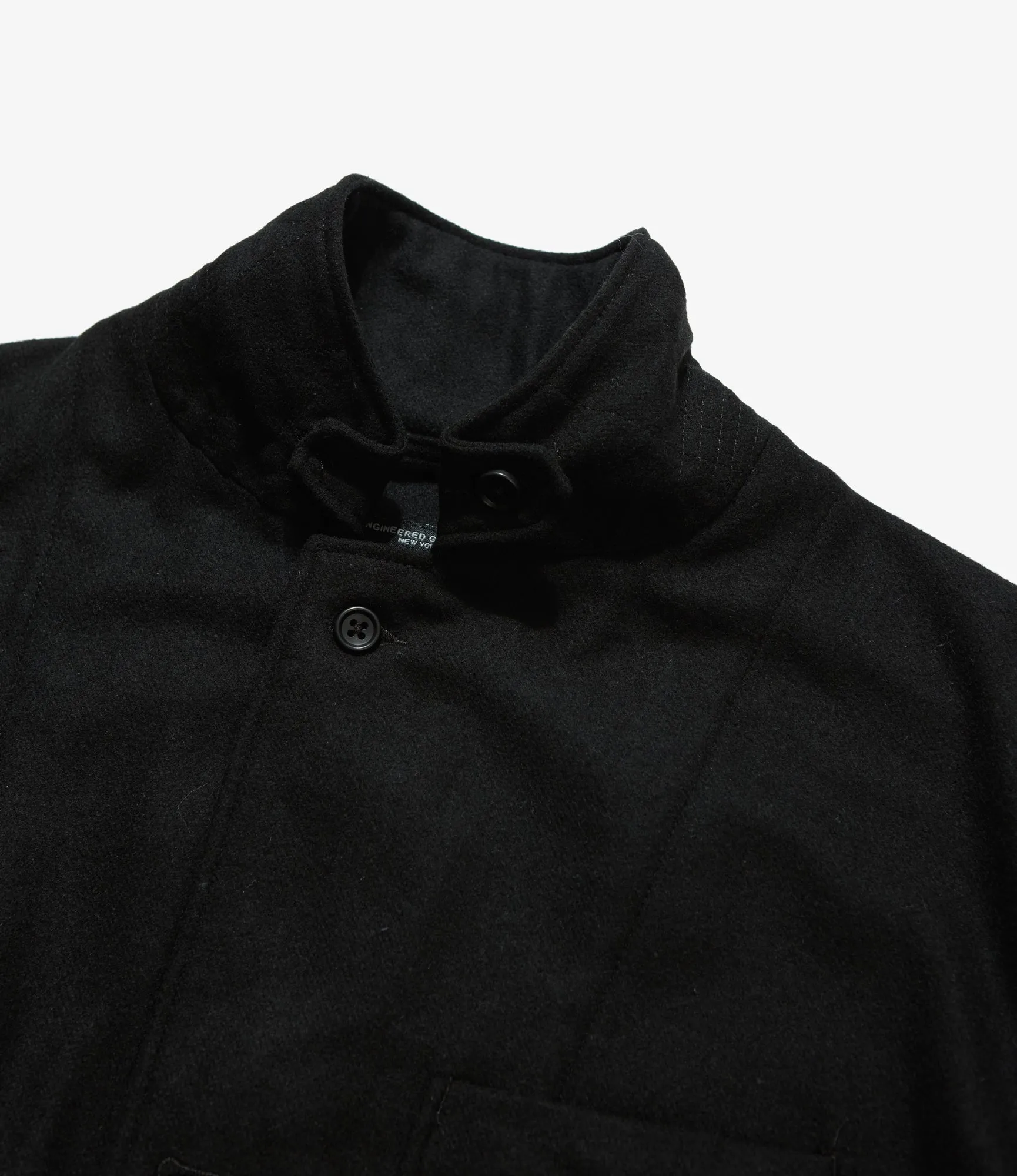 Engineered Garments Loiter Jacket - Black Solid Poly Wool Flannel