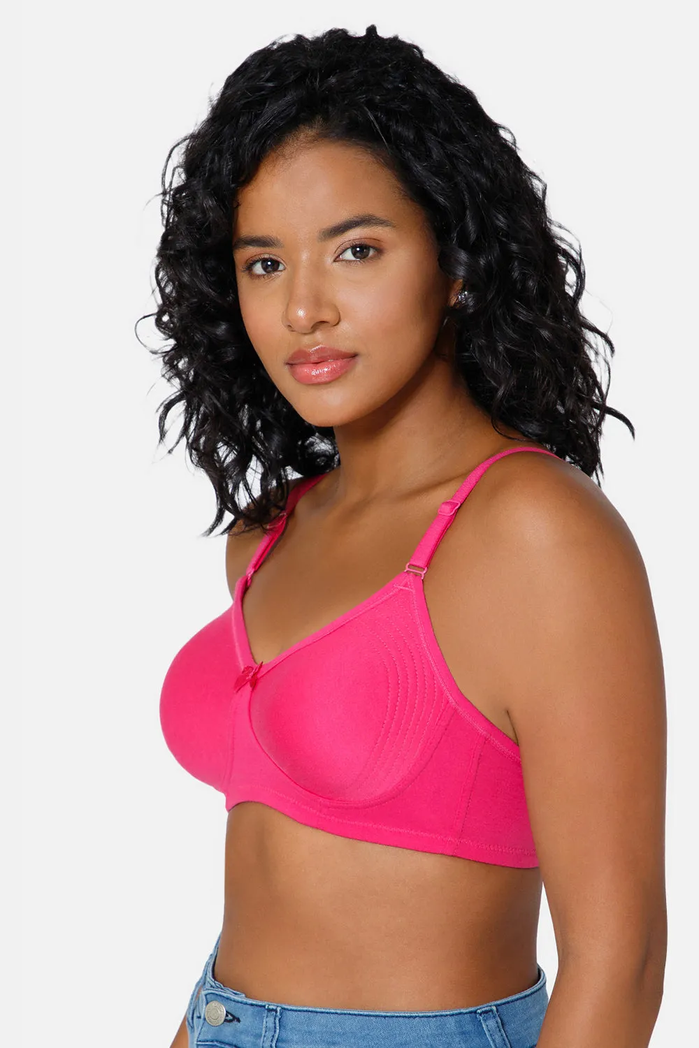 Everyday Full Coverage Non-Padded Intimacy  T-Shirt Saree Bra - Fuchsia - DEFC