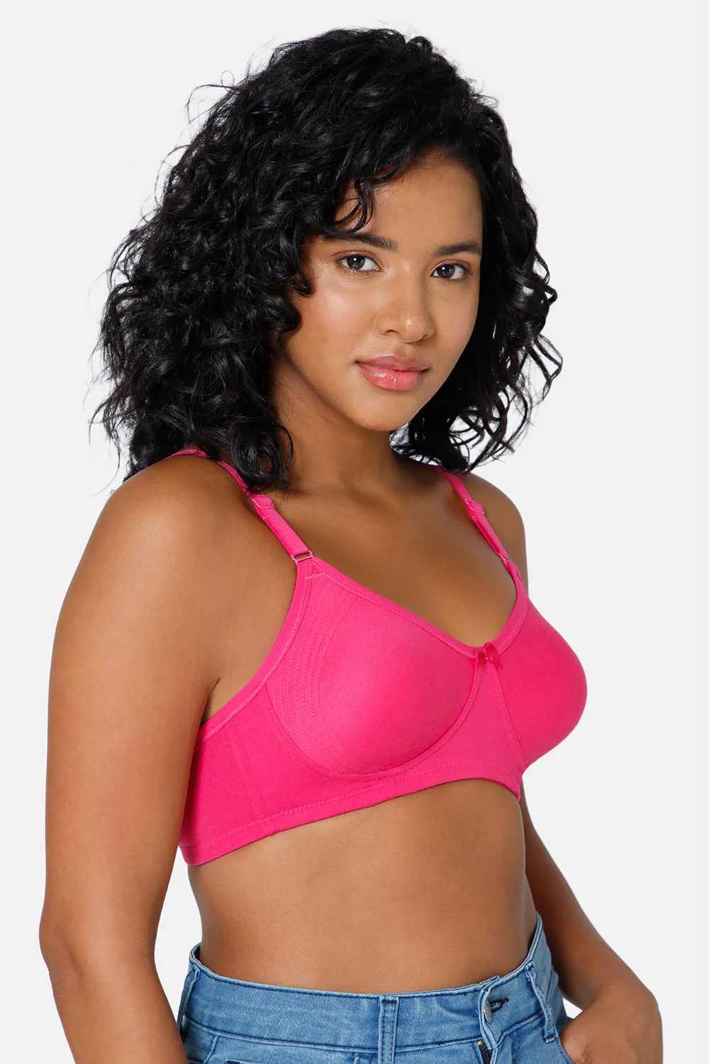 Everyday Full Coverage Non-Padded Intimacy  T-Shirt Saree Bra - Fuchsia - DEFC