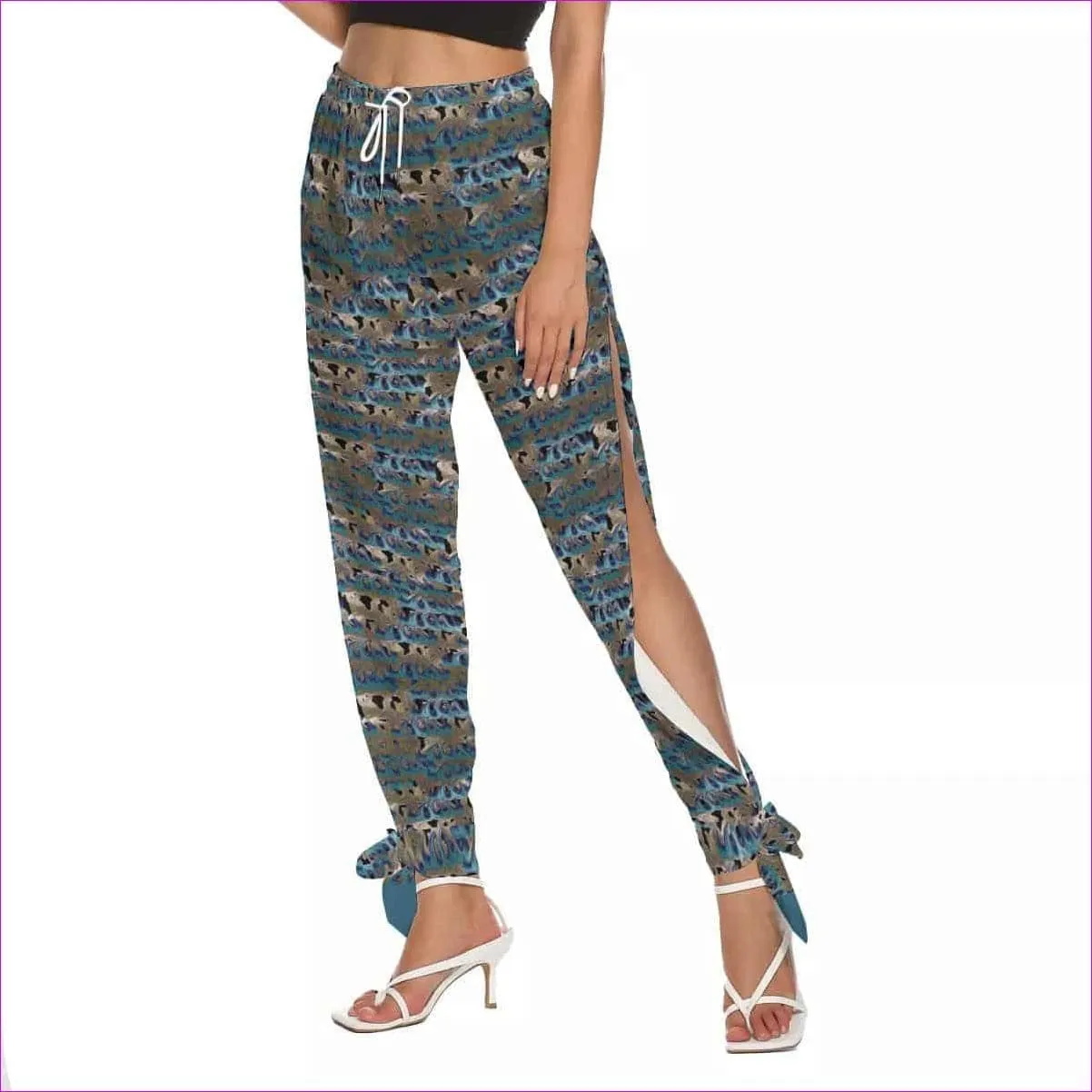 Flame Womens Side Cut-Out Bottom Strap Pants