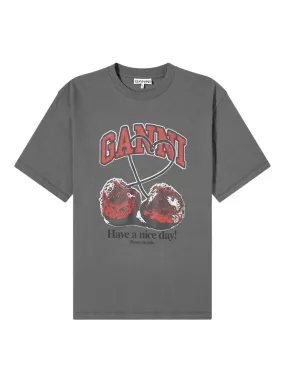 Ganni Future Heavy Cherry Drop Shoulder T-Shirt