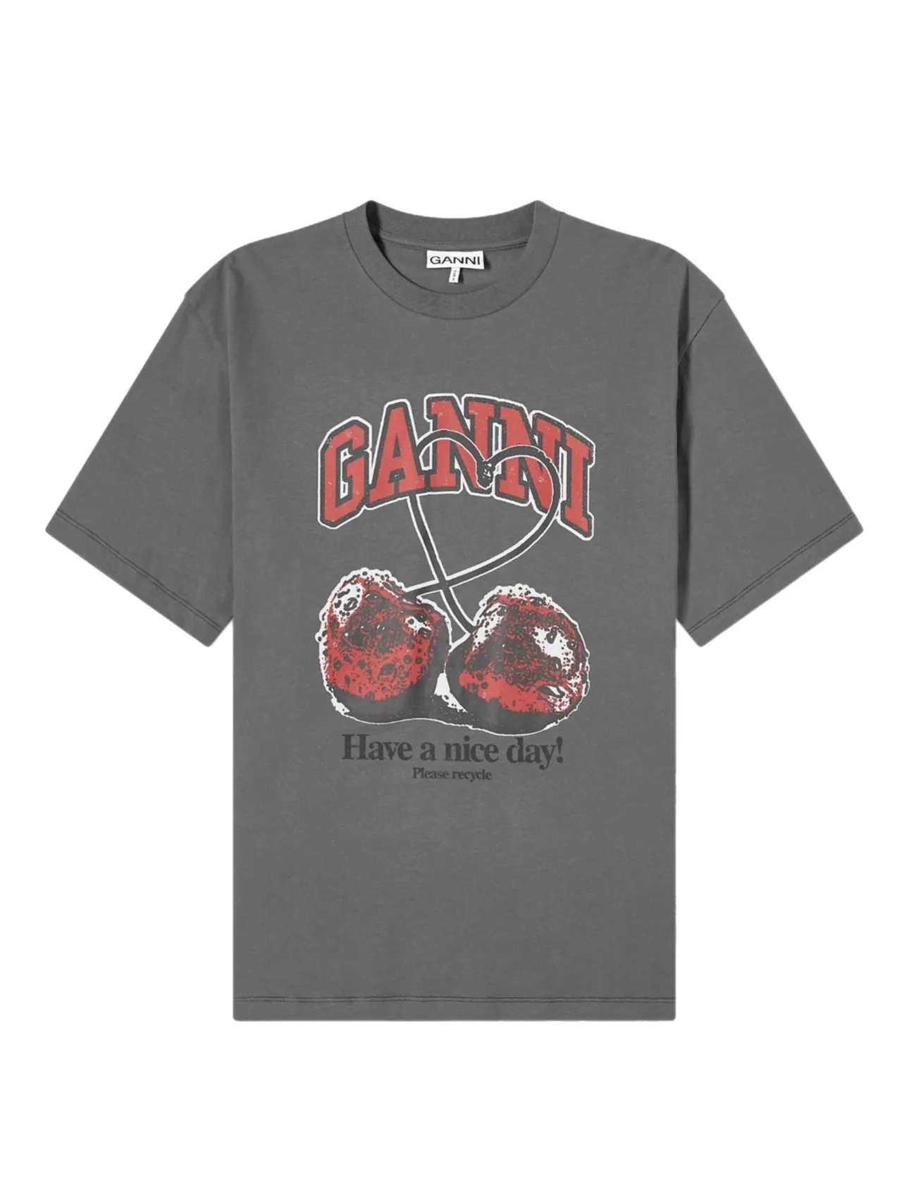 Ganni Future Heavy Cherry Drop Shoulder T-Shirt