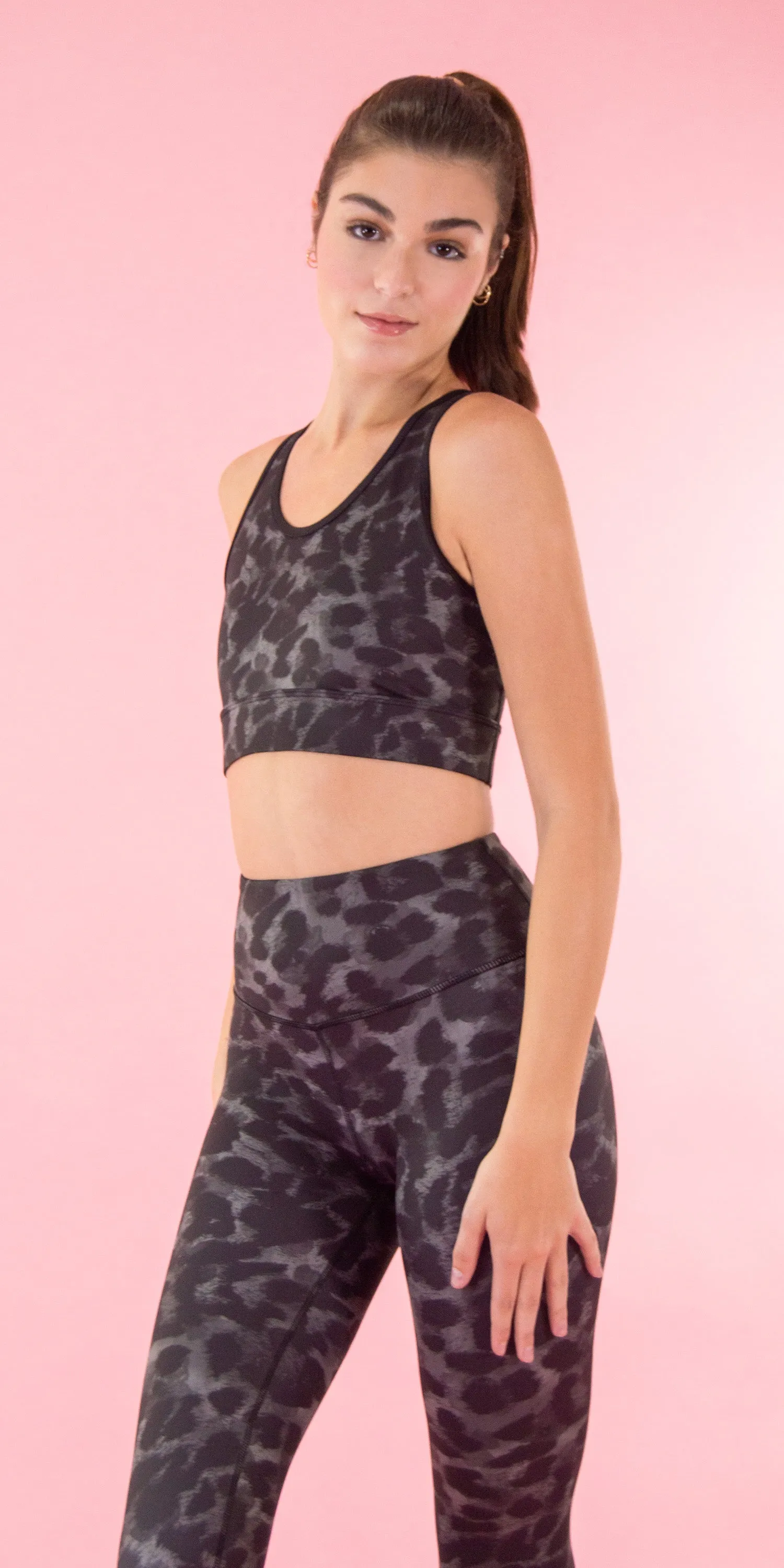 Graphite Leopard - Sports Bra