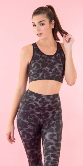 Graphite Leopard - Sports Bra