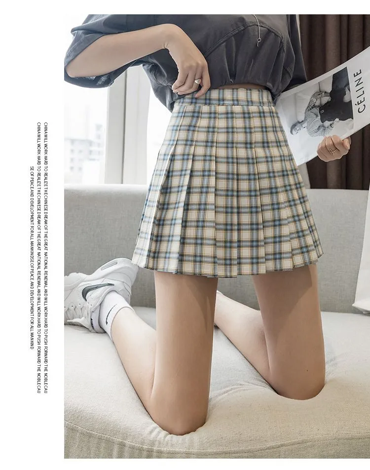 Groovy A line Color Block plaid sports cheer skirts golf pleated tennis skort