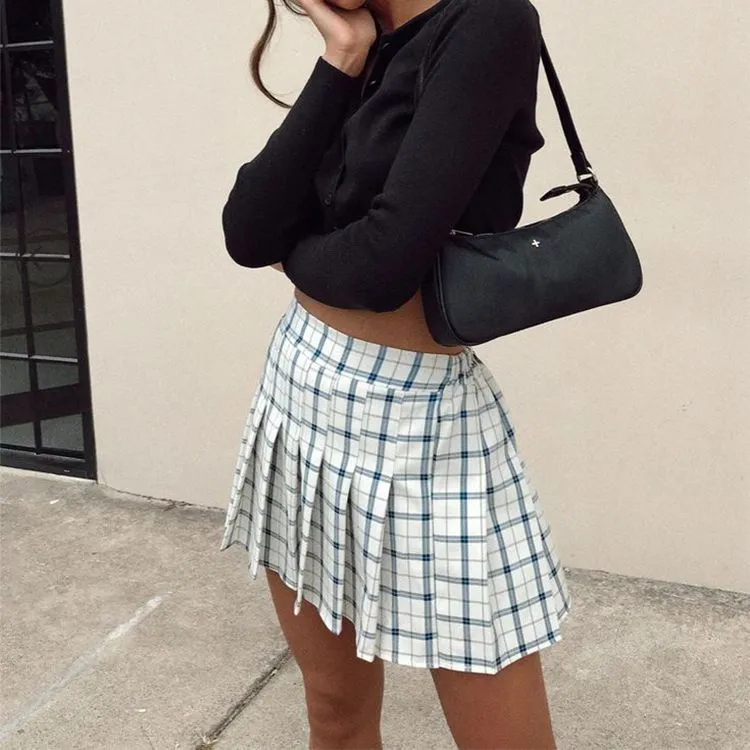 Groovy A line Color Block plaid sports cheer skirts golf pleated tennis skort