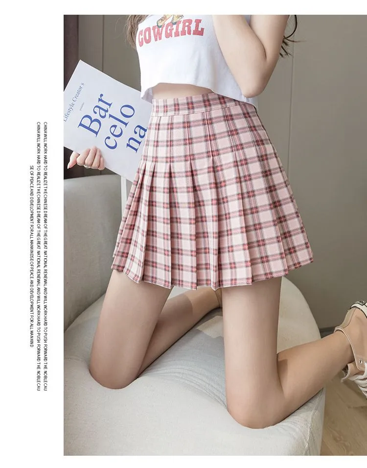 Groovy A line Color Block plaid sports cheer skirts golf pleated tennis skort