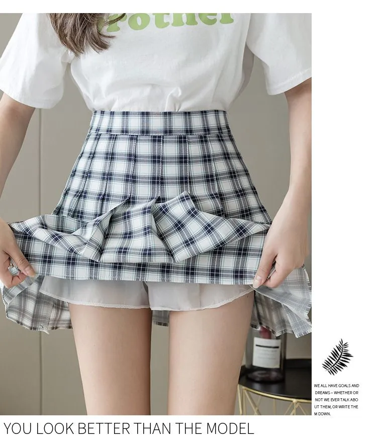 Groovy A line Color Block plaid sports cheer skirts golf pleated tennis skort