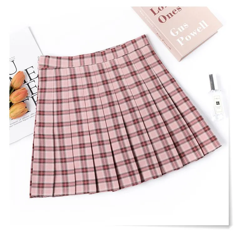 Groovy A line Color Block plaid sports cheer skirts golf pleated tennis skort